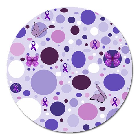 Purple Awareness Dots Magnet 5  (Round) from ArtsNow.com Front