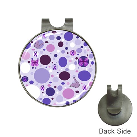 Purple Awareness Dots Hat Clip with Golf Ball Marker from ArtsNow.com Front