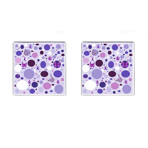 Purple Awareness Dots Cufflinks (Square) from ArtsNow.com Front(Pair)