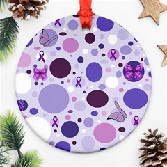 Purple Awareness Dots Round Ornament (Two Sides) from ArtsNow.com Back