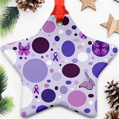 Purple Awareness Dots Star Ornament (Two Sides) from ArtsNow.com Front