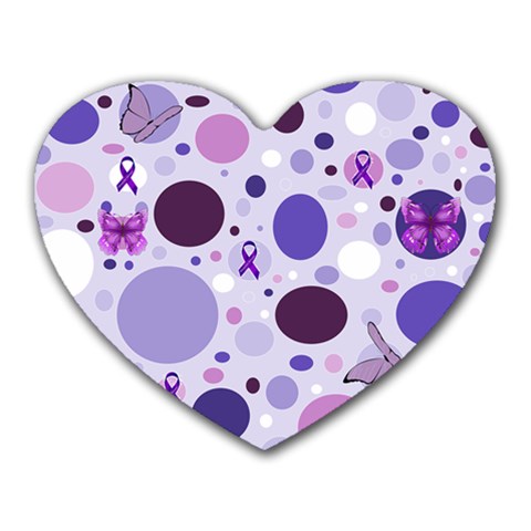 Purple Awareness Dots Mouse Pad (Heart) from ArtsNow.com Front