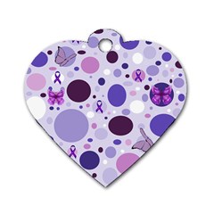 Purple Awareness Dots Dog Tag Heart (Two Sided) from ArtsNow.com Front