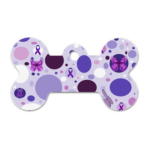 Purple Awareness Dots Dog Tag Bone (One Sided) from ArtsNow.com Front