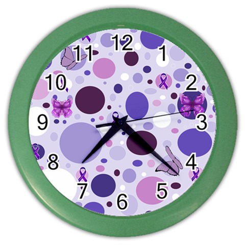 Purple Awareness Dots Wall Clock (Color) from ArtsNow.com Front