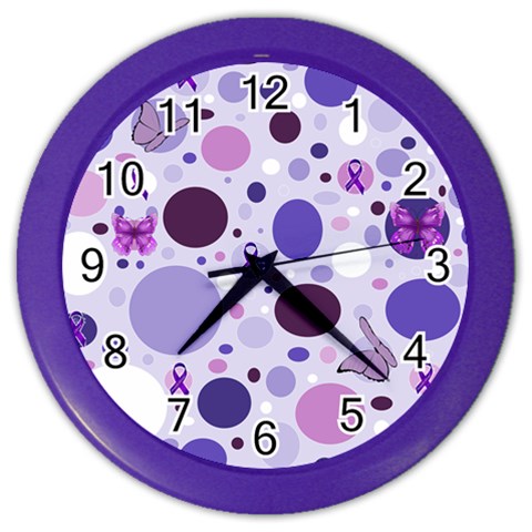 Purple Awareness Dots Wall Clock (Color) from ArtsNow.com Front