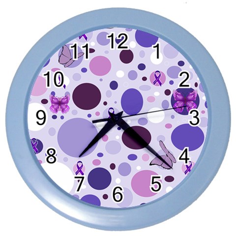 Purple Awareness Dots Wall Clock (Color) from ArtsNow.com Front