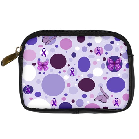 Purple Awareness Dots Digital Camera Leather Case from ArtsNow.com Front