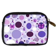 Purple Awareness Dots Digital Camera Leather Case from ArtsNow.com Back