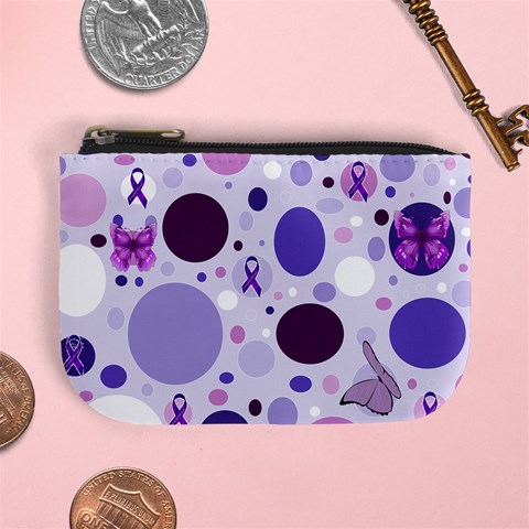 Purple Awareness Dots Coin Change Purse from ArtsNow.com Front