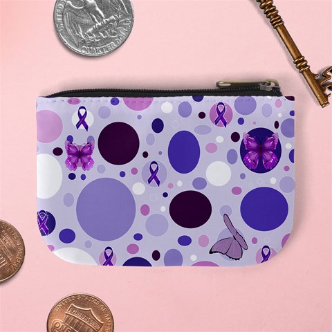 Purple Awareness Dots Coin Change Purse from ArtsNow.com Back