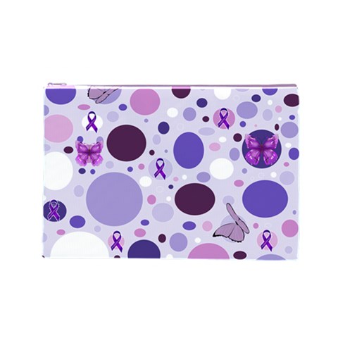 Purple Awareness Dots Cosmetic Bag (Large) from ArtsNow.com Front