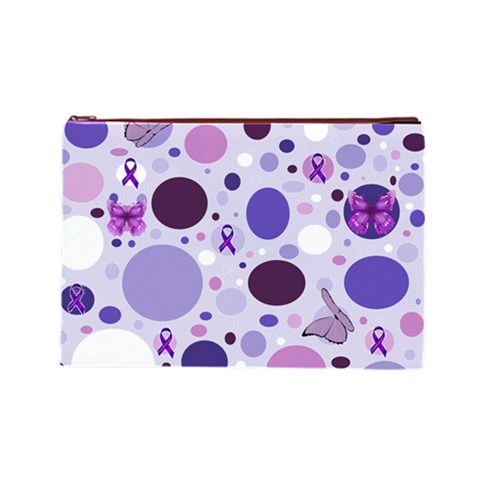 Purple Awareness Dots Cosmetic Bag (Large) from ArtsNow.com Front