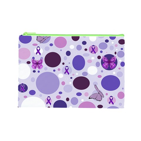 Purple Awareness Dots Cosmetic Bag (Large) from ArtsNow.com Front