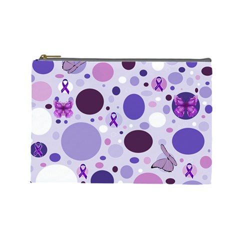 Purple Awareness Dots Cosmetic Bag (Large) from ArtsNow.com Front