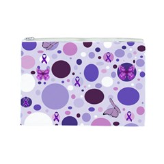 Purple Awareness Dots Cosmetic Bag (Large) from ArtsNow.com Front