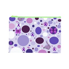 Purple Awareness Dots Cosmetic Bag (Large) from ArtsNow.com Front