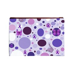 Purple Awareness Dots Cosmetic Bag (Large) from ArtsNow.com Back