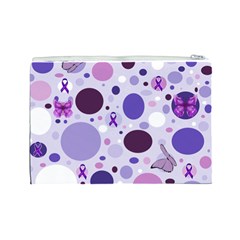 Purple Awareness Dots Cosmetic Bag (Large) from ArtsNow.com Back