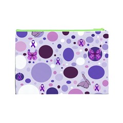 Purple Awareness Dots Cosmetic Bag (Large) from ArtsNow.com Back