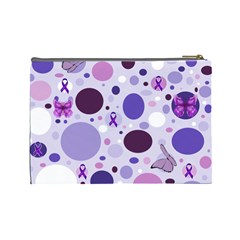 Purple Awareness Dots Cosmetic Bag (Large) from ArtsNow.com Back