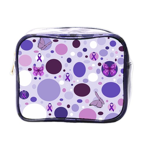 Purple Awareness Dots Mini Travel Toiletry Bag (One Side) from ArtsNow.com Front