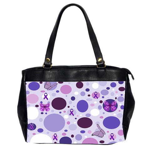 Purple Awareness Dots Oversize Office Handbag (Two Sides) from ArtsNow.com Front