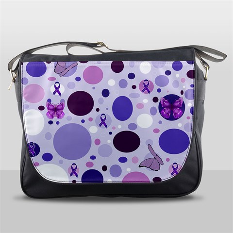 Purple Awareness Dots Messenger Bag from ArtsNow.com Front