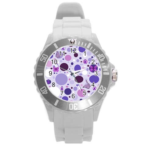 Purple Awareness Dots Plastic Sport Watch (Large) from ArtsNow.com Front