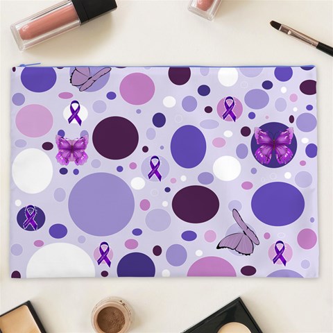 Purple Awareness Dots Cosmetic Bag (XXL) from ArtsNow.com Front