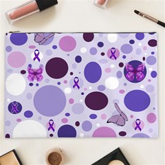 Purple Awareness Dots Cosmetic Bag (XXL) from ArtsNow.com Front