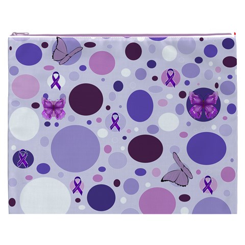 Purple Awareness Dots Cosmetic Bag (XXXL) from ArtsNow.com Front