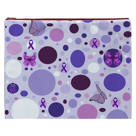 Purple Awareness Dots Cosmetic Bag (XXXL) from ArtsNow.com Front