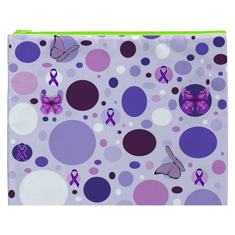 Purple Awareness Dots Cosmetic Bag (XXXL) from ArtsNow.com Front