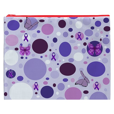 Purple Awareness Dots Cosmetic Bag (XXXL) from ArtsNow.com Front