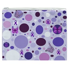 Purple Awareness Dots Cosmetic Bag (XXXL) from ArtsNow.com Front