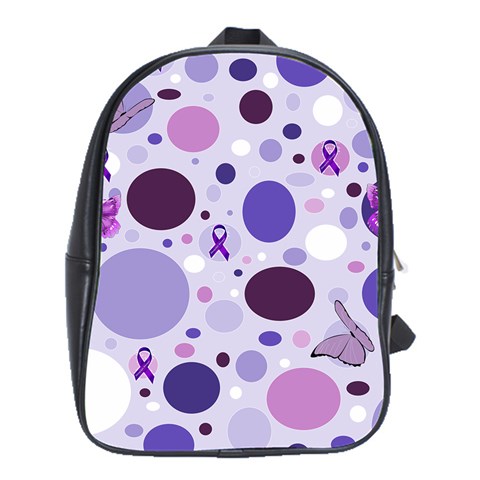 Purple Awareness Dots School Bag (XL) from ArtsNow.com Front