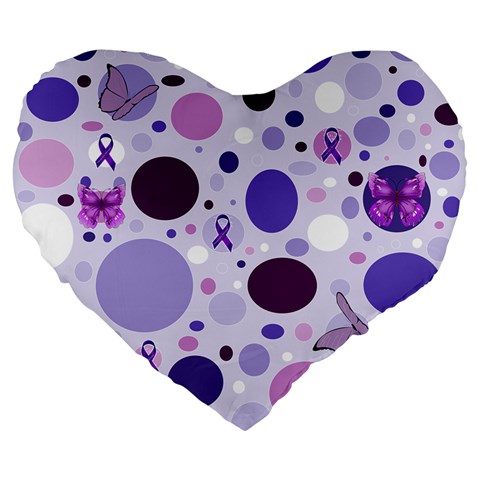 Purple Awareness Dots 19  Premium Heart Shape Cushion from ArtsNow.com Front