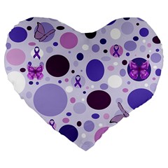 Purple Awareness Dots 19  Premium Heart Shape Cushion from ArtsNow.com Front