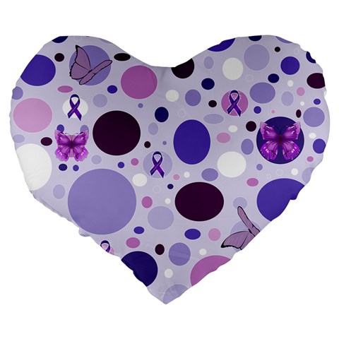 Purple Awareness Dots 19  Premium Heart Shape Cushion from ArtsNow.com Back