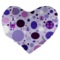 Purple Awareness Dots 19  Premium Heart Shape Cushion from ArtsNow.com Back