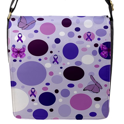 Purple Awareness Dots Flap Closure Messenger Bag (Small) from ArtsNow.com Front