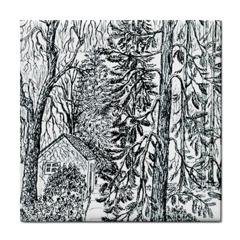  Castle Yard in Winter  by Ave Hurley of ArtRevu ~ Tile Coaster from ArtsNow.com Front