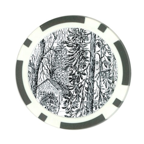  Castle Yard in Winter  by Ave Hurley of ArtRevu ~ Poker Chip Card Guard from ArtsNow.com Front