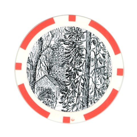  Castle Yard in Winter  by Ave Hurley of ArtRevu ~ Poker Chip Card Guard from ArtsNow.com Front