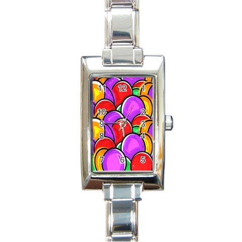 Colored Easter Eggs Rectangular Italian Charm Watch from ArtsNow.com Front