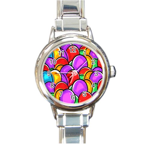 Colored Easter Eggs Round Italian Charm Watch from ArtsNow.com Front