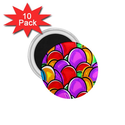 Colored Easter Eggs 1.75  Button Magnet (10 pack) from ArtsNow.com Front