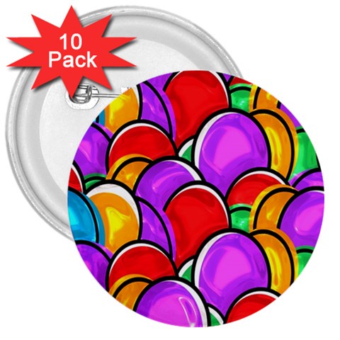 Colored Easter Eggs 3  Button (10 pack) from ArtsNow.com Front