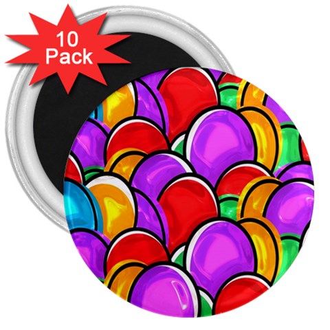 Colored Easter Eggs 3  Button Magnet (10 pack) from ArtsNow.com Front